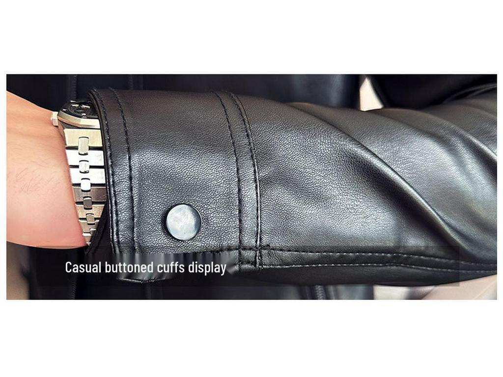 Men's Trendy Stand Collar Motorcycle Jacket - Windproof PU Leather, Slim Fit, Autumn Style