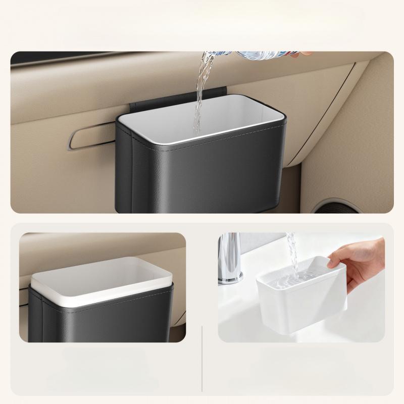 Car Trash Can For Pessenger Seat Leather PP Auto Mini Garbage Bin and Organizer Clean and Tidy Interiors