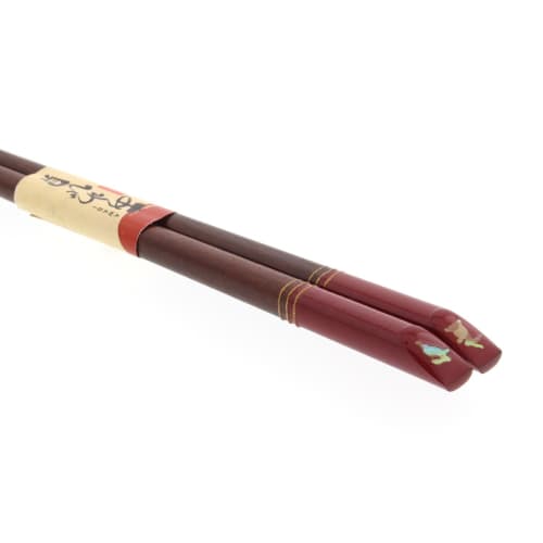 Ishida Japanese Chopsticks, Shell Craft, Abalone, Rabbit Design, Natural Wood, Lacquered, 20.5cm, Vermilion, 11172-0