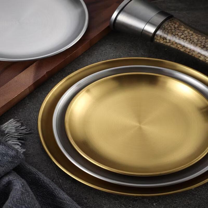 Korean Style 316 Stainless Steel Round Serving Plate