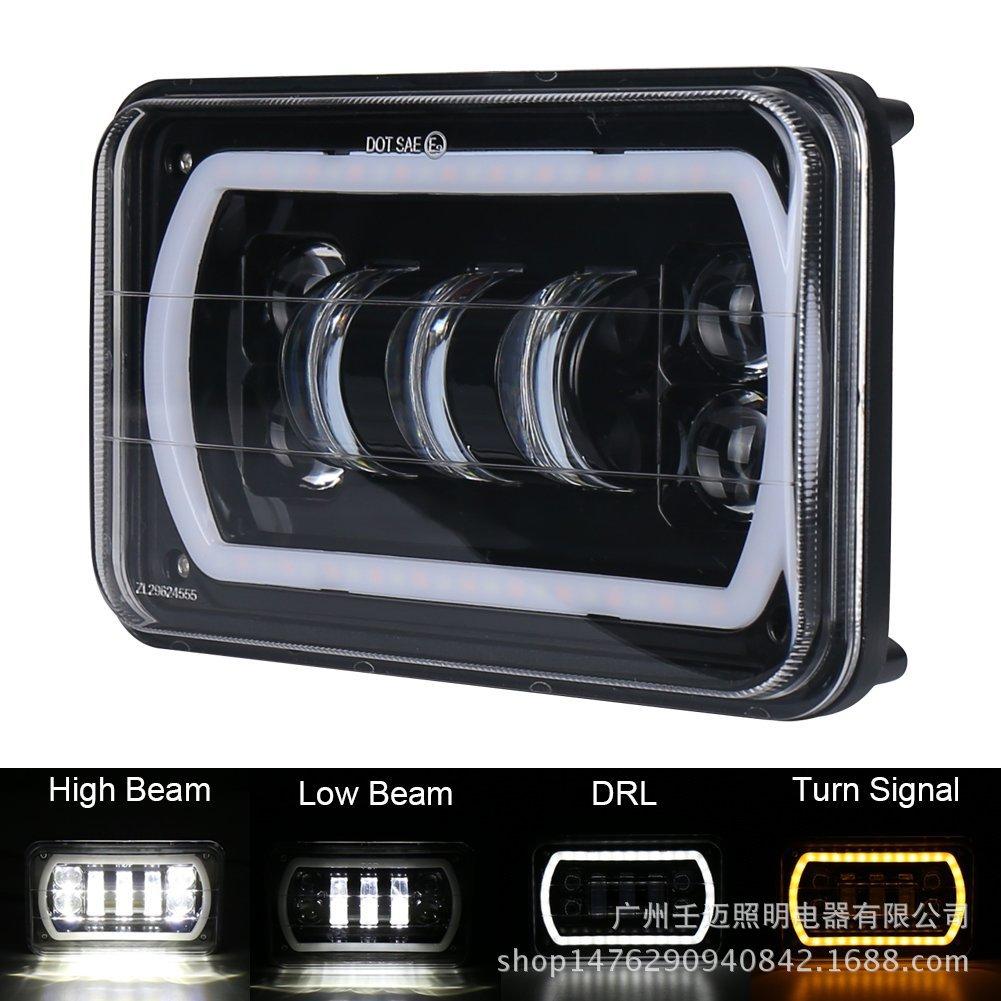 5-Inch 4x6 Square LED Headlight with Turn Signal for Trucks and Cars