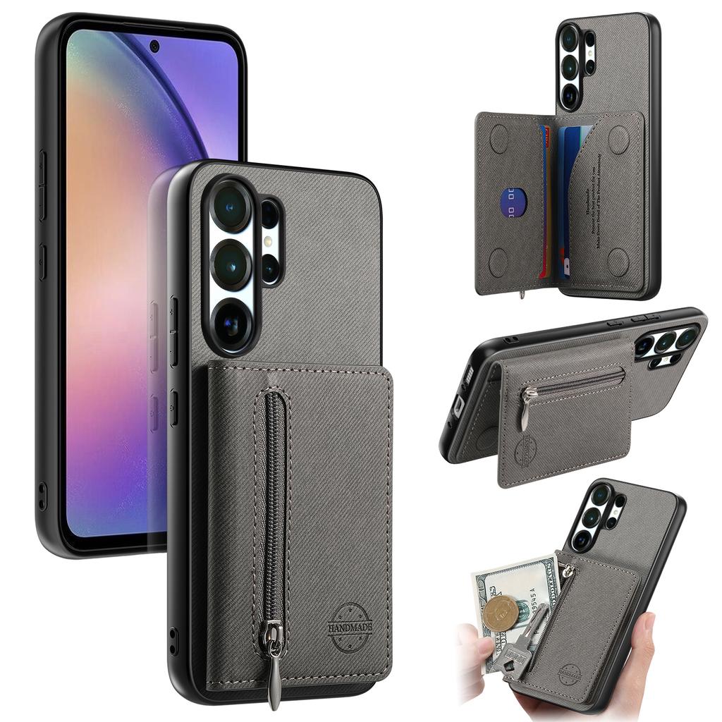 Cowboy-Muster Reißverschluss Magnetkartenfach Geldbörse Leder Handyhülle Für Samsung S25 Ultra S24 Plus S23 A17 A07 Tasche Ständer Hülle