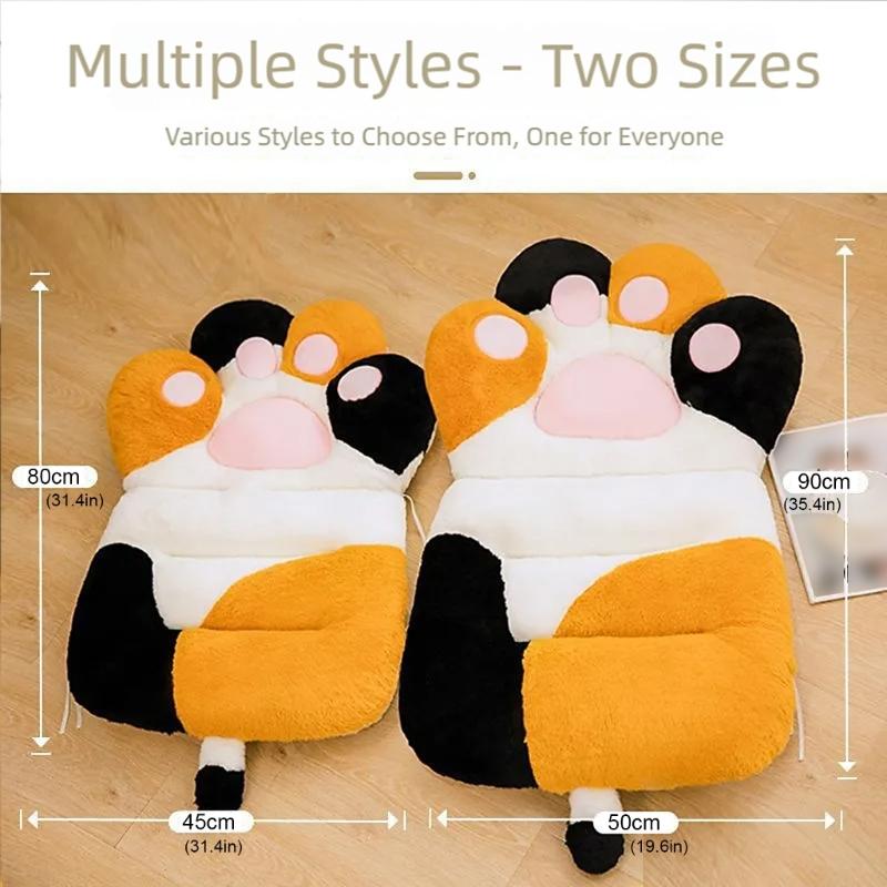 Backrest Cushion With Furry Fabric For Long Sitting Hours Office Study Cats Paws Design PP Cotton Filling Seat Pillow
