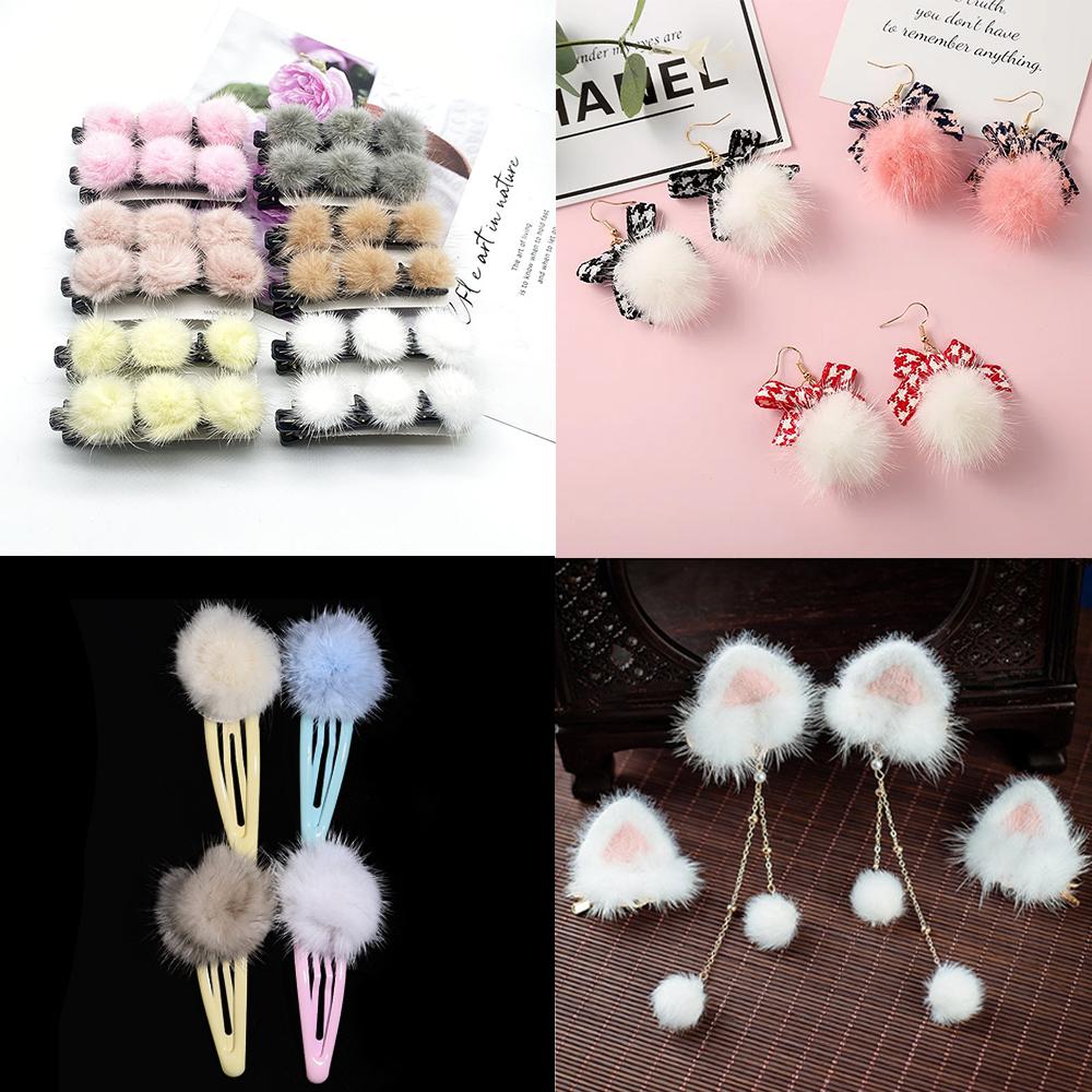 10pcs 3cm Faux Mink Fur Pompom Colorful Fur Pom Poms Balls For DIY Handmade Clothing Sewing Headwear Earrings Decor Accessories