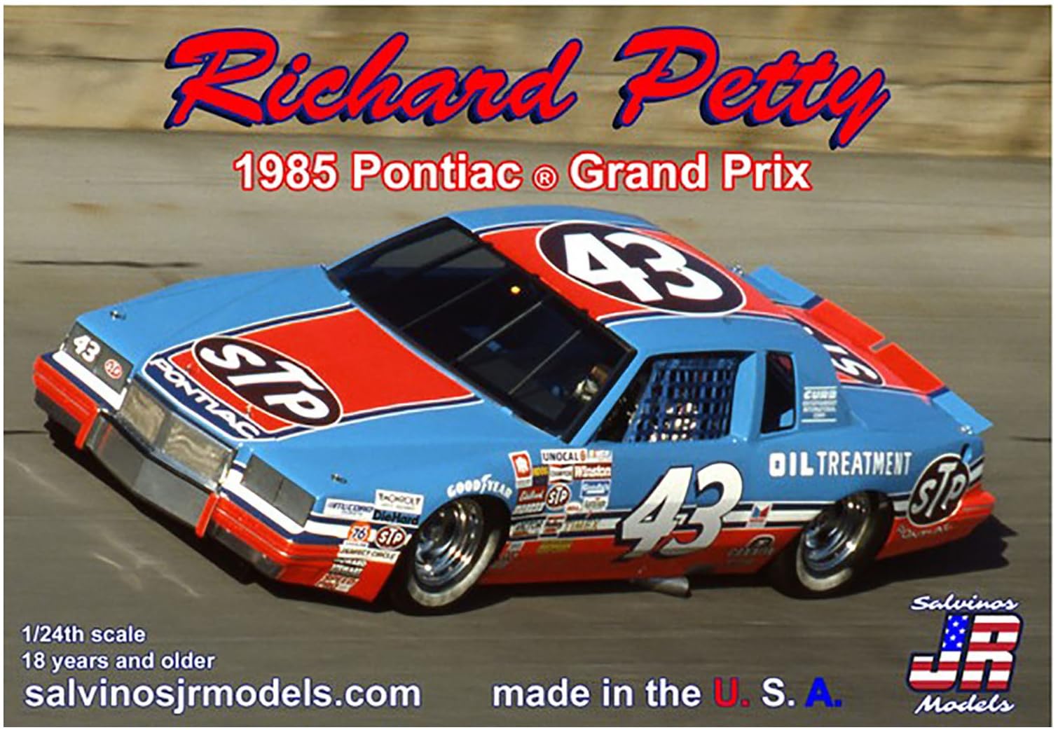 

Salvinos JR Models 1/24 Scale Richard Petty #43 Pontiac Grand Prix 1985 Plastic Model RPGP1985D (Car)