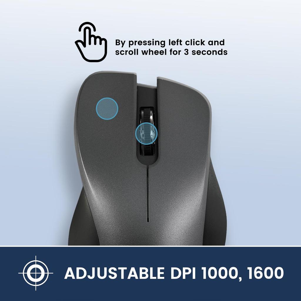 Perixx Wireless Ergonomic Iron Black PERIMICE-821IB Mouse, Bluetooth, Design,