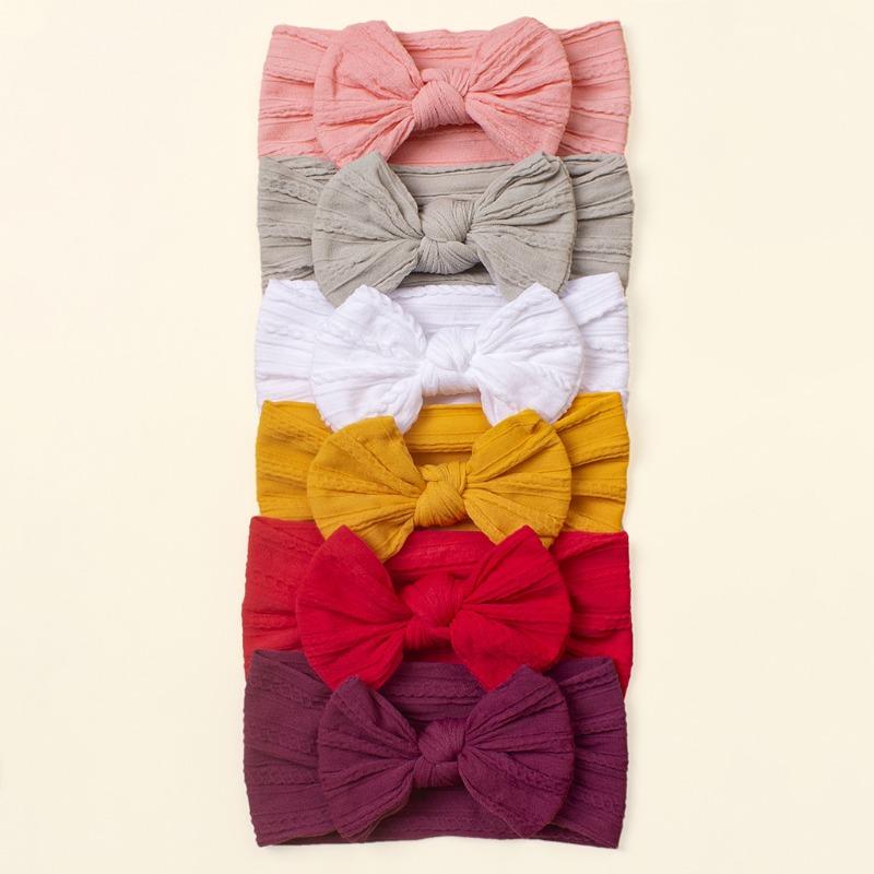 6-color Combination Soft Jacquard Nylon Children's Headgear, Baby Bow Headband, Girls' Wide Headscarf