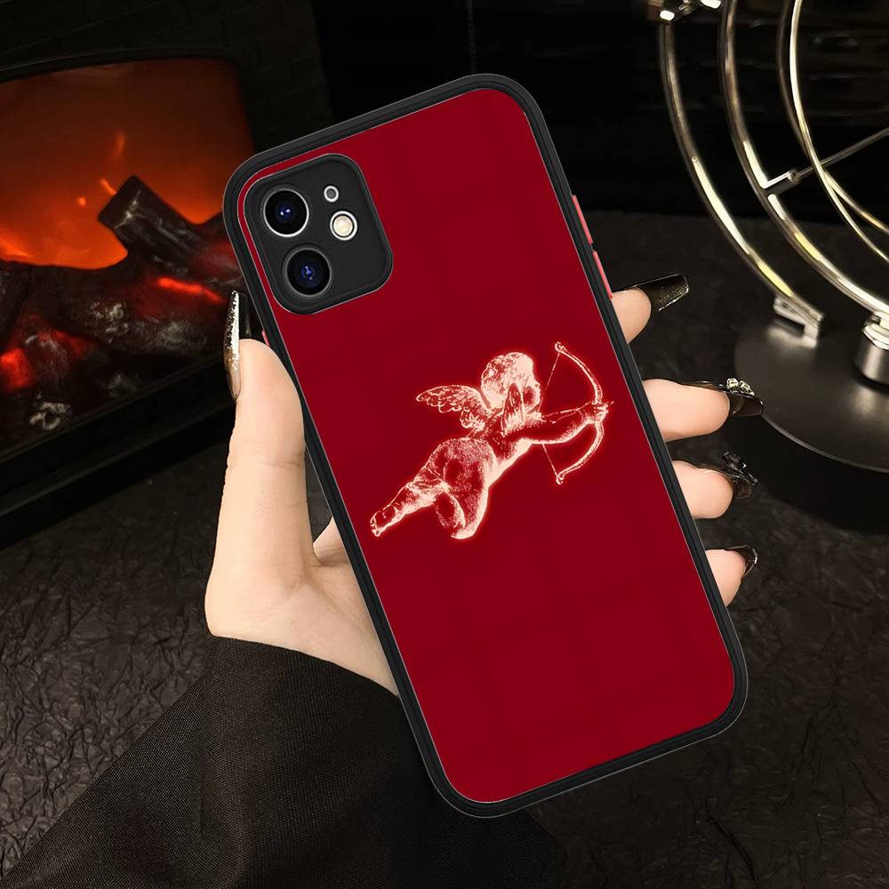 Middle Ages Retro Cupid Angel Matte Silicone Phone Cases For IPhone 16 13 15 12 11 Pro Max Plus For IPhone 14 15 Pro