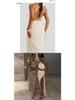 Women's One-Shoulder Ruffled Bandeau Dress: Sexy Summer Backless Split Long Dress