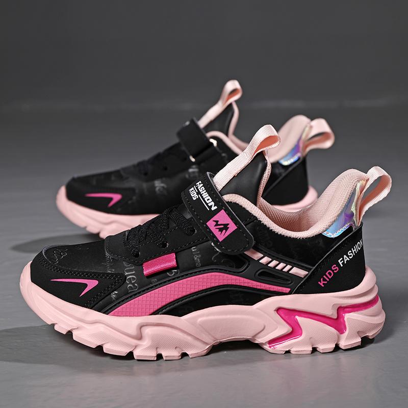

Детская спортивная обувь Уличная удобная обувь для бега Кроссовки для девочек Водонепроницаемые кроссовки Tenis Infantil Розовые Нескользящие Детская обувь 28 чёрный