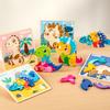 New Wooden 3D Puzzle Cartoon Dinosaur Cognitive Jigsaw Puzzle Early Learning Educational Toys Montessori Toy for Children Gifts
