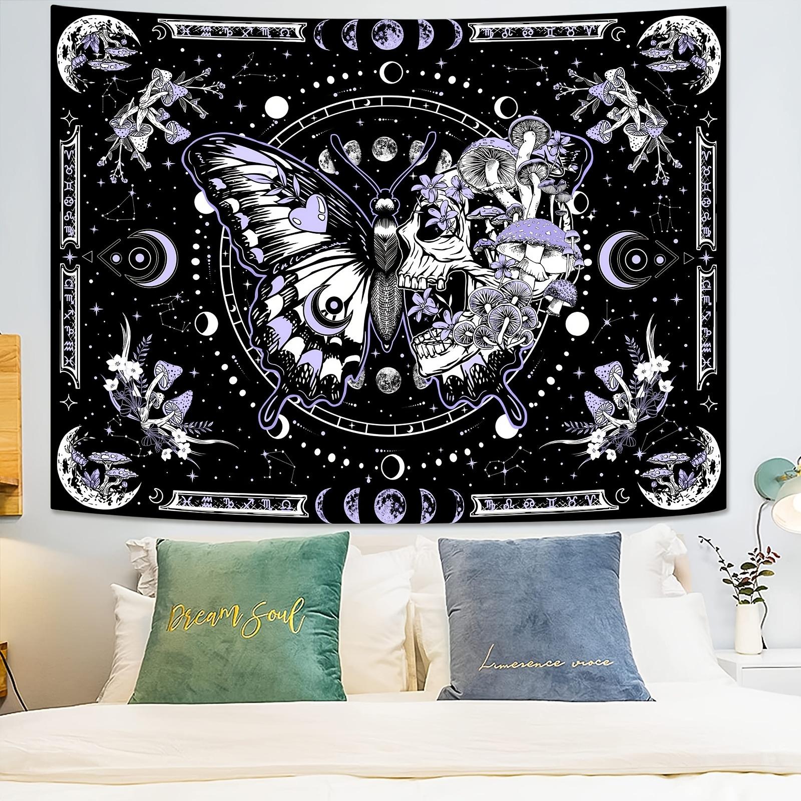 

Dark Fantasy Tapestry Skeleton Mushroom Starry Sky Guest Tapestry Hanging Tarot Card Hippie Wallcloth Dormitory Home Decoration 40CMX60CM