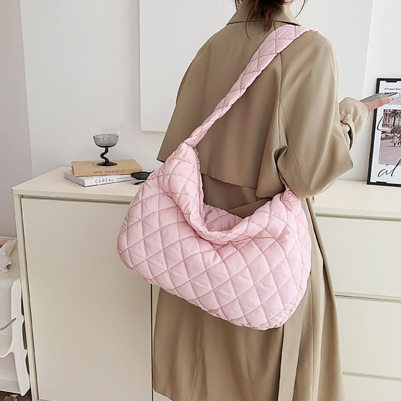 

Зимова жіноча космічна бавовняна сумка через плече Lingge Embroidery Cloud Fashion Padded Crossbody Bag 38x9x34cm жовтий