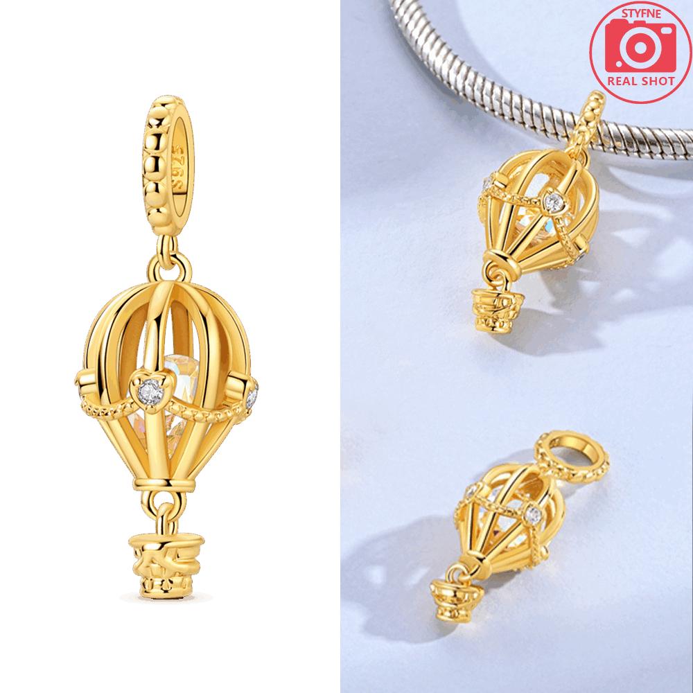 Original Copper Gold Air Balloon Colorful Zircon Pendant Beads Fit Bracelet Butterfly Tassel Elephant Gift Diy