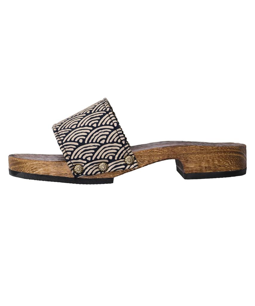 KYOETSU Geta Sandals with Japanese Burnt Paulownia Wood Men's Patterns, (7)