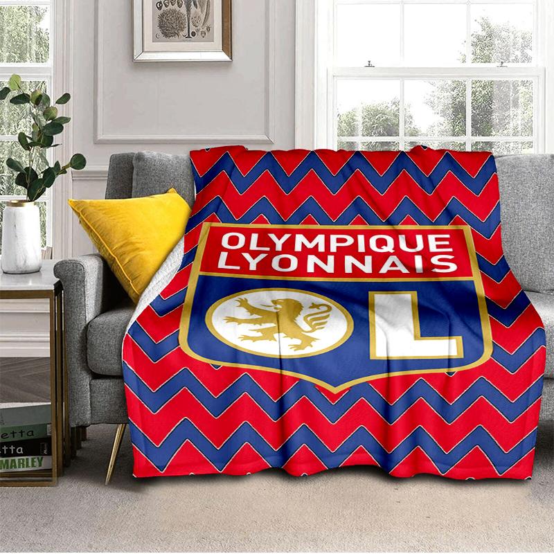 Lyonnais Football Crest Blanket Lightweight Ideal Bedding Blanket Perfect for Travel, Camping, Living Rooms, Offices, Sofas, Fan Christmas Gift