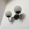 Wandleuchte 2 Glaskugeln Handgefertigte Wandleuchte Mattschwarz Sputnik Modern Mid Century Leuchte Dekor