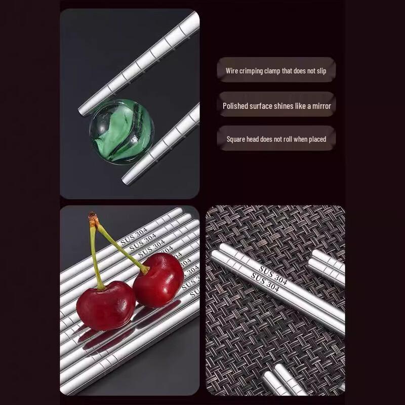 Durable 304 Stainless Steel Chopsticks - 10 Pairs