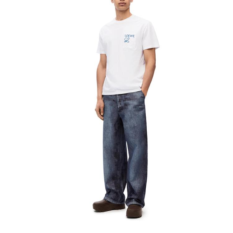 LOEWE T-Shirts Men's White Crew Neck Moderate Straight Fit H526Y22X99-2100