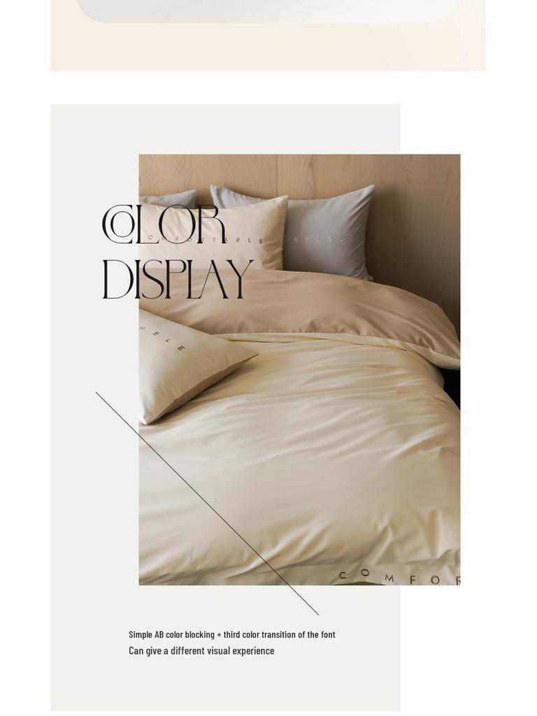 Class A 100s Premium Cotton Flannel 4-Piece Winter Embroidered Bedding Set - Thickened Bed Sheet & Duvet Cover