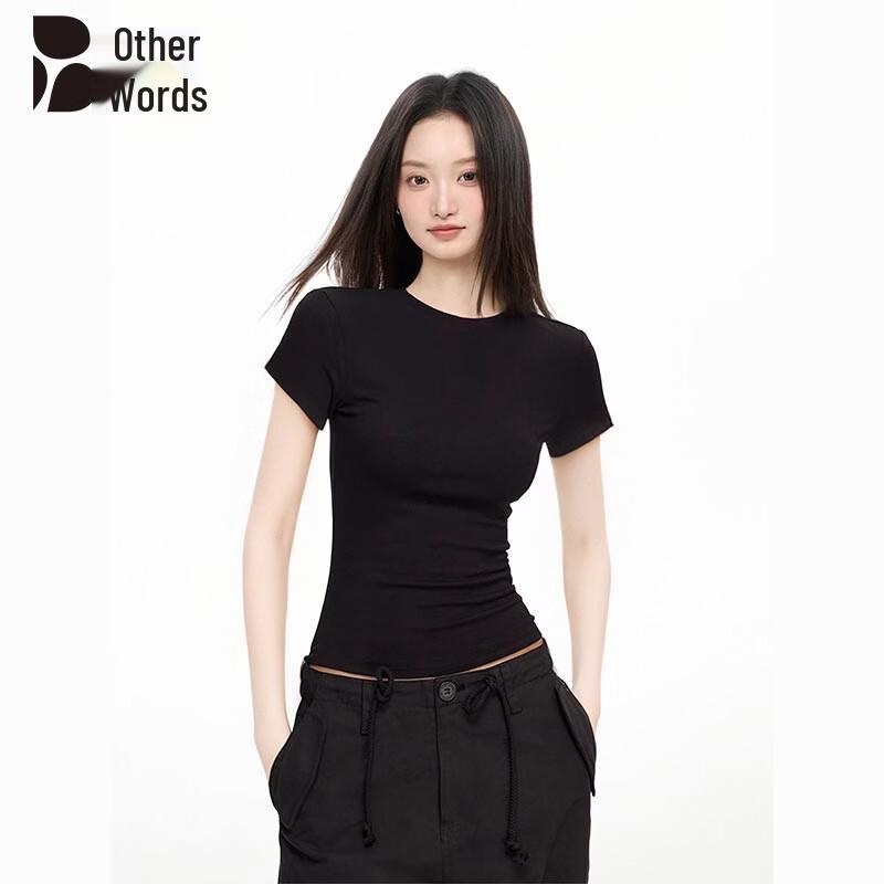 Bieyu Women s Slim Fit Ribbed Round Neck Short Sleeve T-Shirt M
