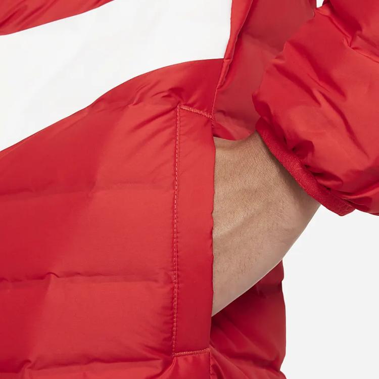 Nike Swoosh Color Block Stand Collar Zipper Casual Down Jacket Kids Outerwear Red FV2518-657