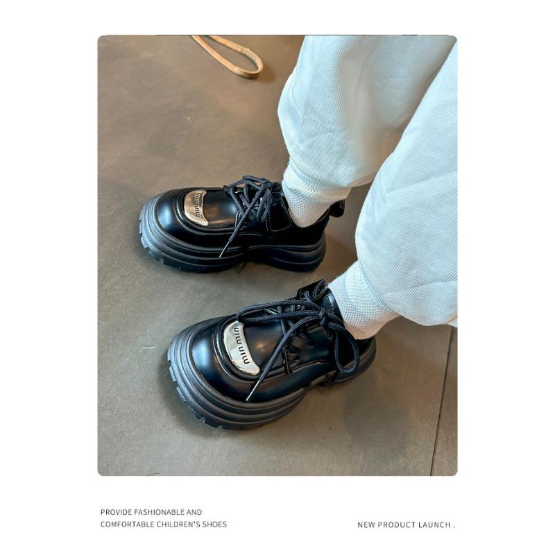 Children's Shoes Boys' Shoes Autumn New Girls Students Soft Soles Foreign Style Lace-up Princess Shoes Comfortable Small Leather Shoes