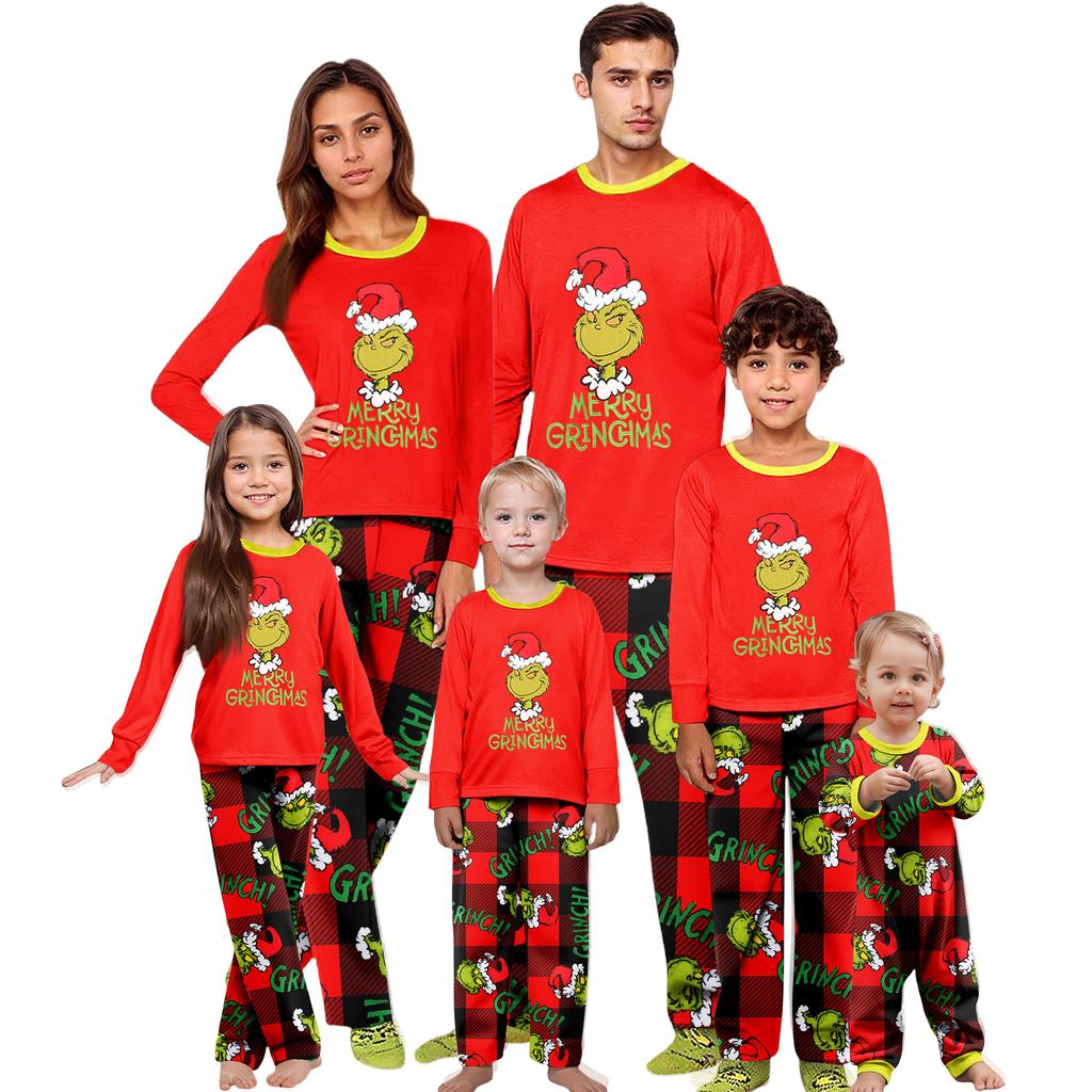 Parent-child Christmas Print Home Suit Long-sleeved Top And Pants