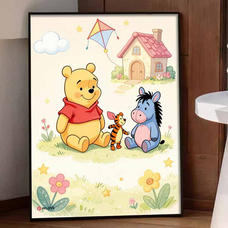 Disney Diamond Painting Kit Unframed, Winnie the Pooh Friends, Classic Style Home Decor Craft, Perfect Gift Idea