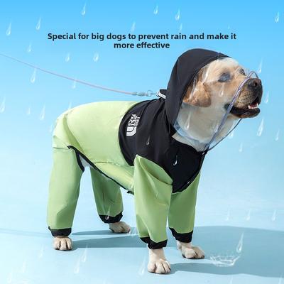 Hundemode Splicing Golden Retriever Großer Hund Regenmantel Mittelgroßer und Großer Hund Vierbeinig Allumfassend Wasserdicht Haustierponcho