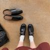 Anti-slip Shoes, Round-toed Buckle Buckle Single Shoes, Chunky-heeled Leather Shoes