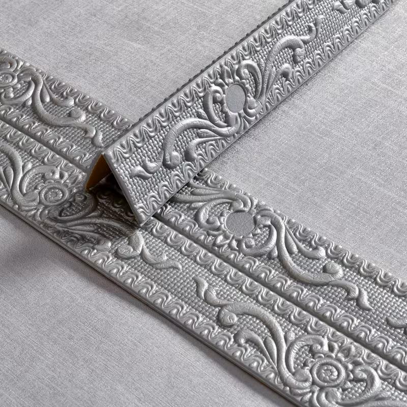 

1PC 2.3m/9.2m Foam Skirting Line Self-adhesive Internal External Corner Molding Trim Door Frame Window Sill Ceramic Tile De 2.3m серебряный