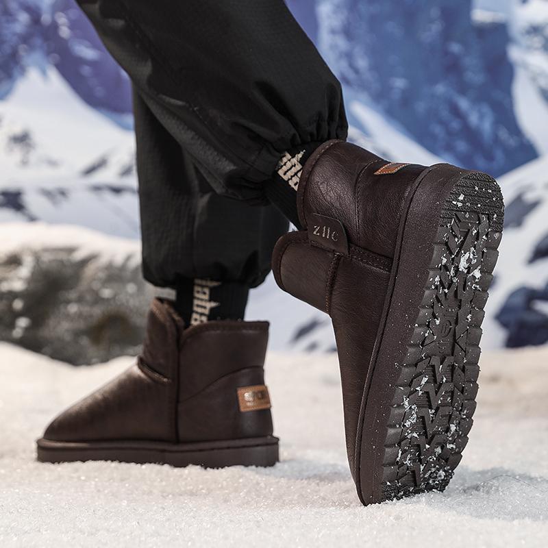 Herren Winter Freizeitmode rutschfest abriebfest dicke Sohle hohe Stiefel aus Baumwolle mit Plüschkomfort dicke Schneestiefel