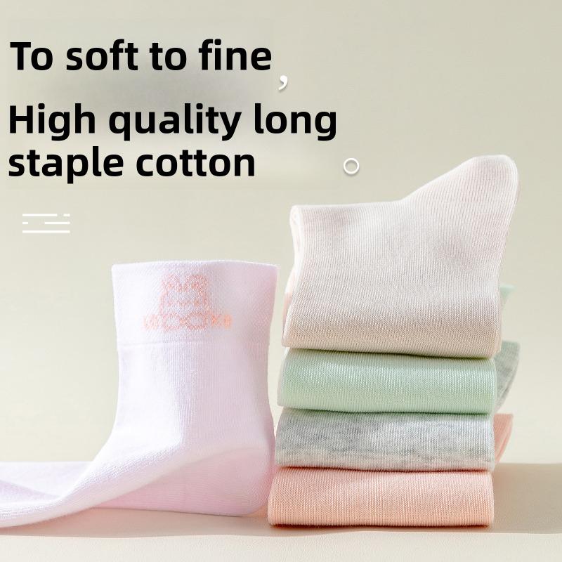 5 Paar Dünne Atmungsaktive Schweißabsorbierende 7A Antibakterielle Geruchshemmende Reine Baumwolle Röhrensocken für Damen, Frühling und Sommer