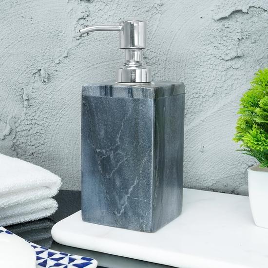 Crocon Černý mramor Plnitelná dávkovací pumpička Láhev pro koupelnovou a kuchyňskou dekoraci Sada doplňků na umyvadlo :- (7x7x18cm)