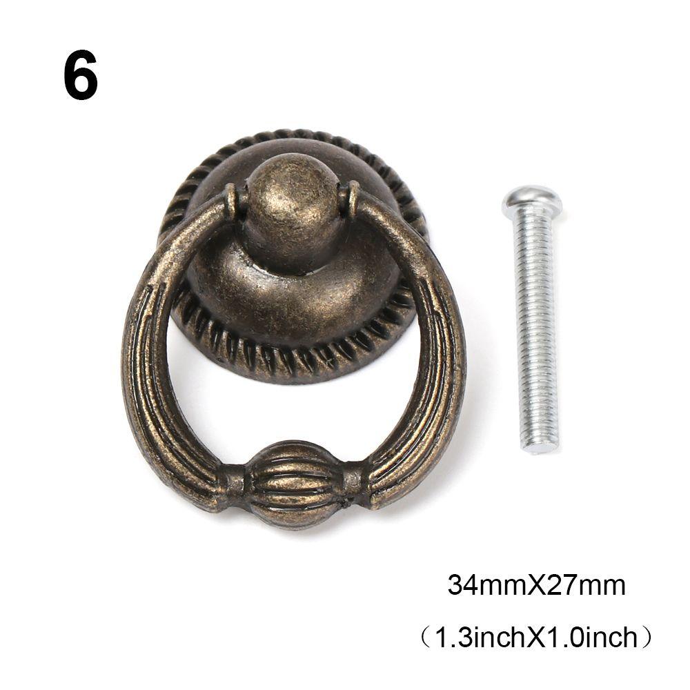 Tirador de Gabinete con Patrón de Anillo Duradero Tiradores Retro para Armario Pomos de Muebles Manijas de Bronce Agujero Único
