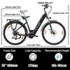 TTGO ZZ-28ST Electric Bike 250W Mid Drive Motor 36V20Ah Battery 700C*45C Tire 25km/h Max Speed 110-130km Max Range Shimano 9-Speed