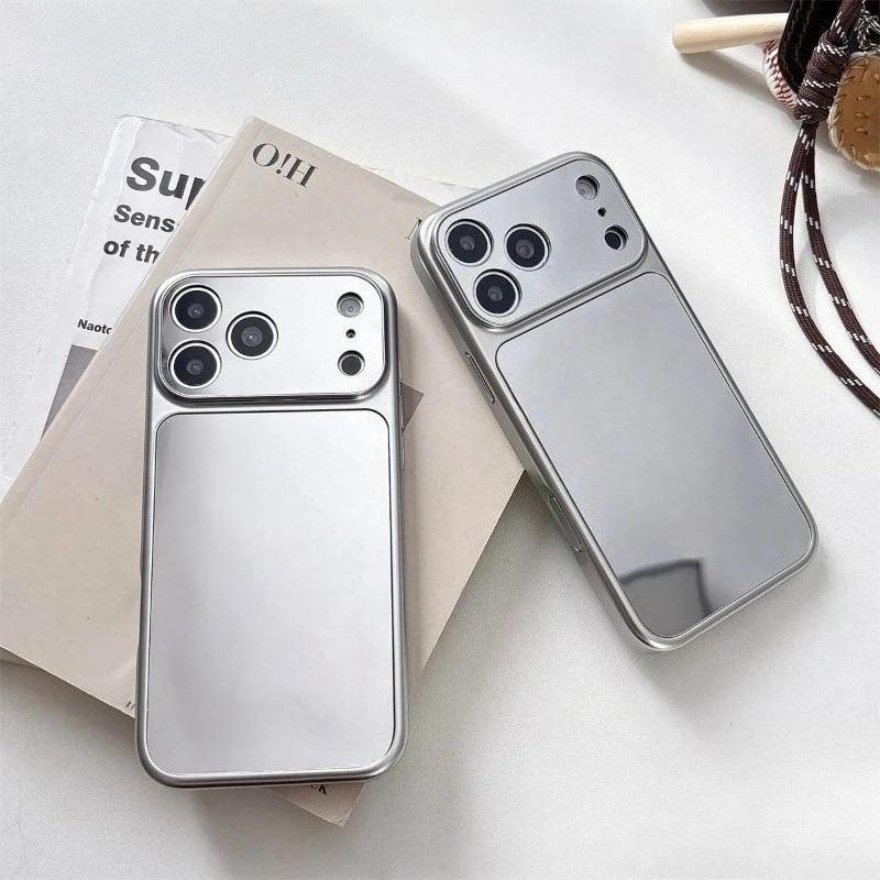 Ins Style Silver Mirror Phone Case For iPhone 17 Pro Max Air 15 14 Plus 13 12 11 Pro Max Luxury New Design Cover