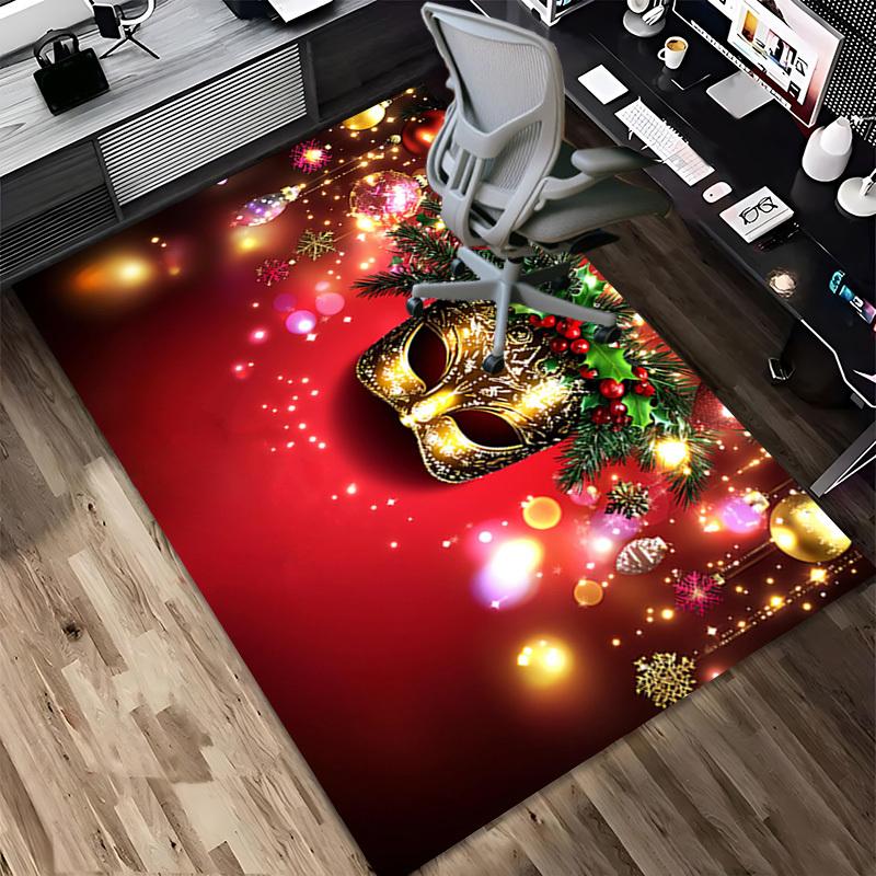 Christmas Mask Crystal Velvet Office Chair Mat Area Rug - Non-Slip, Floor Mat, Office Desk Chair Rugs,Christmas Gift-1106079