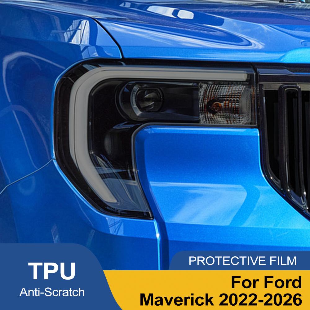 Car Headlight Protective Film For Ford Maverick 2026-2026 Smoke Black Pre Cut Anti-Scratch High-Gloss Vinyl Wrapping Film