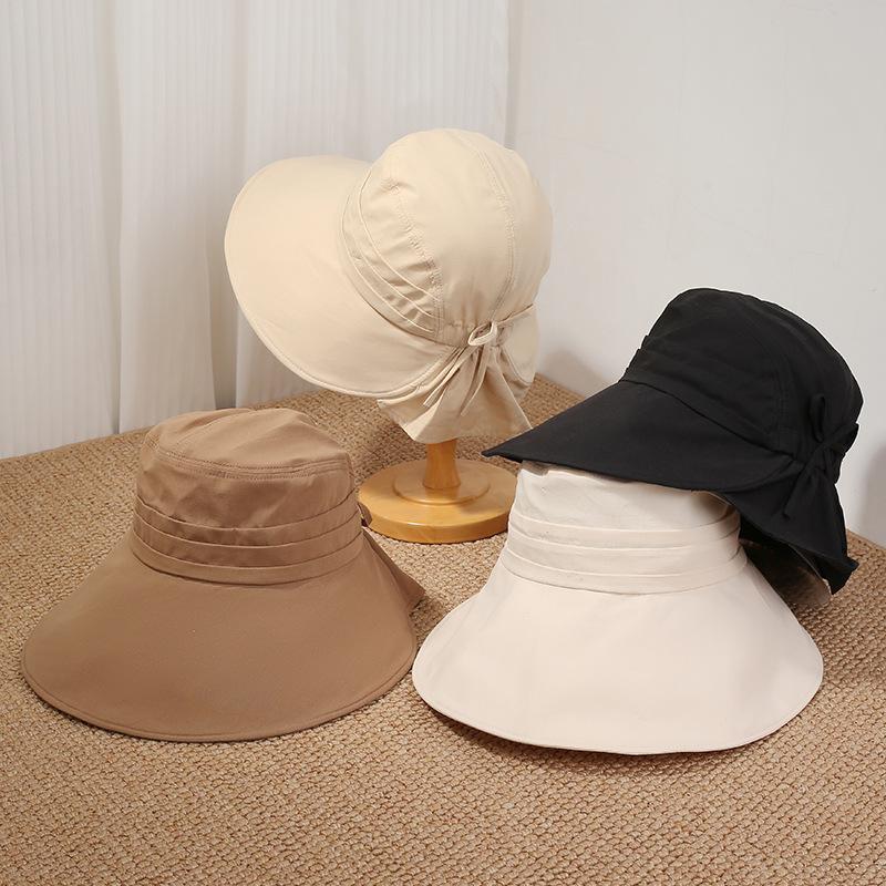 New sunshade sunscreen bucket hat women's spring and summer face small butterfly decoration outdoor travel light breathable sun hat