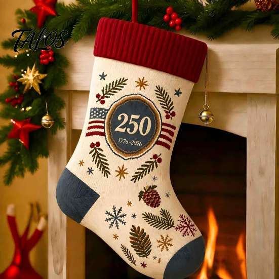 Soft Fabric Gift Bags for Candy USA 250th Anniversary 1776-2026 Embroidered Christmas Stocking, 18 Inch Large Sacks Neighbors Friends Patriotic