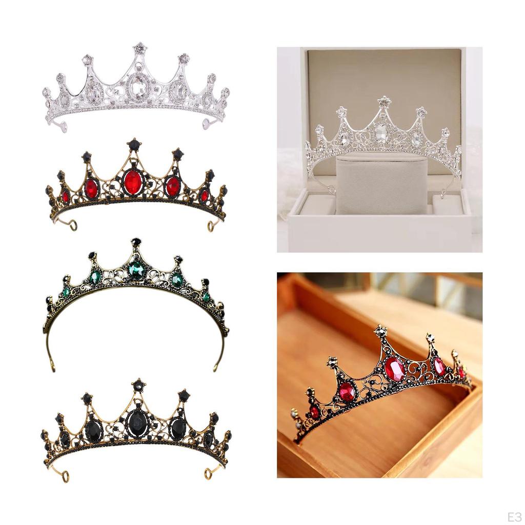 Baroque Style Queen Crowns Wedding Headband Costume Rhinestone Tiaras for Valentine'S Day