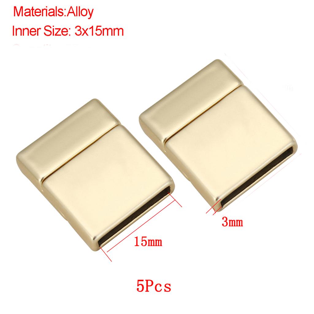Jewelry Findings Leather Bracelet Clasp DIY Magnet Hook Rhodium Magnetic Clasp Flat Hole 15*3mm