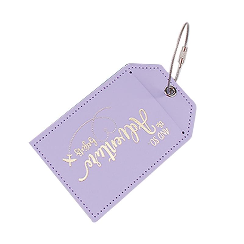 Бирки для багажа со стальной петлей, бирки для чемоданов, бирки для багажа из ПУ кожи, бирки для чемоданов, посадочные бирки, дорожные бирки фиолетовый