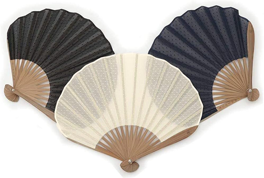 Shouroku Veil material soft paulownia fan bag lace Day ladies [Nishikawa Shoten] fan, box, included, fan, navy, Mother's present, gift, women,