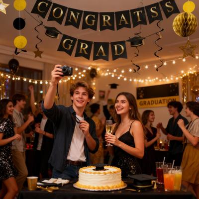Graduation Banners Grad Sign Set Paper Stars Balls Grad Banner For College High School University Door Ceiling Wall Tree Home