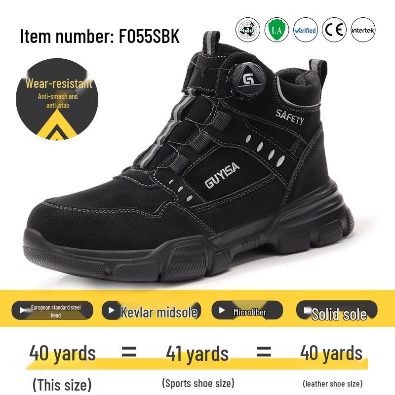 Men's Steel Toe Anti-Puncture Safety Shoes with Smart Button Closure