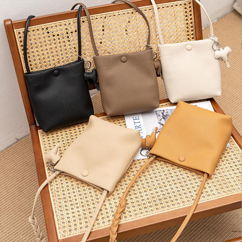 New Mini Mobile Phone Bag Bucket Bag Casual Versatile Leather Women's Bag One-shoulder Crossbody Bag Women