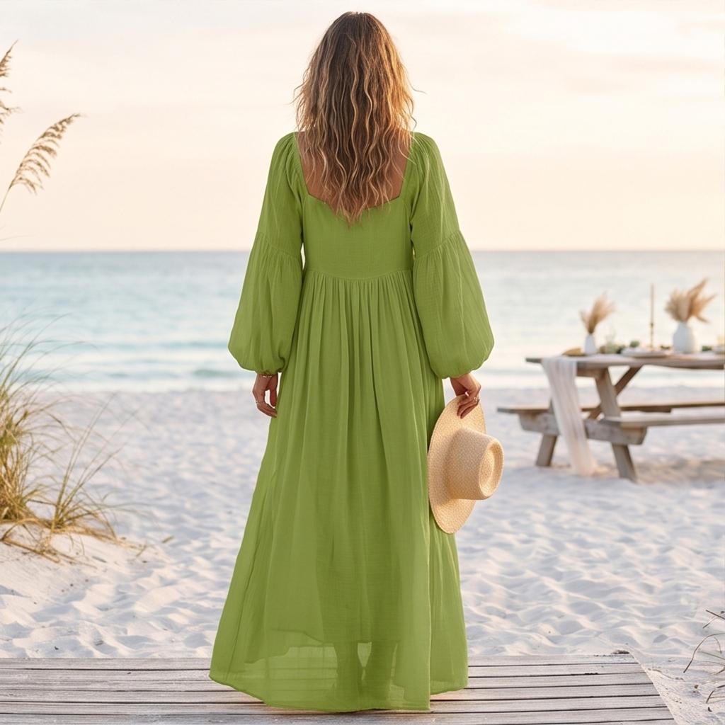 Abito Elegante da Donna a Manica Lunga Colorato - Abito per Vacanze e Uso Casual